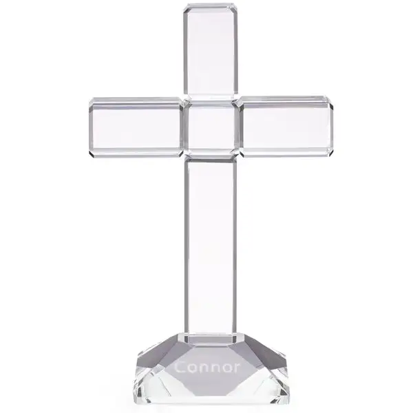 Clear Religion Decoration Crystal Glass Cross Figurines Wholesale