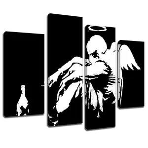 Bansky Dark Fallen Angel Graffiti Art Wall Art Box Canvas