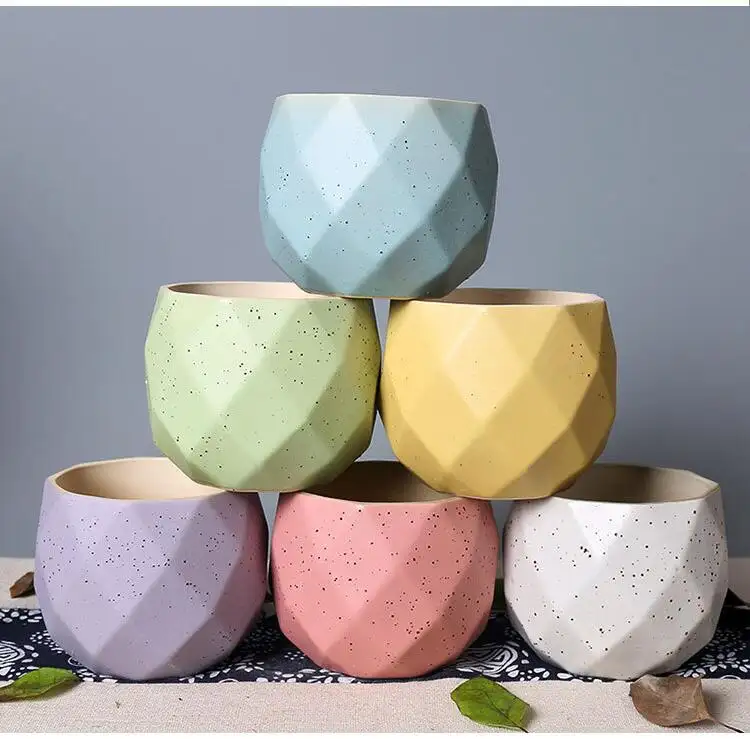 colorful vase promotional Nordic style Ceramic flowerpots handle pot culture garden office flowerpots Wholesale