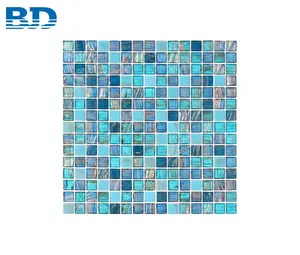 Reciclado linha de ouro barato piscina telha mosaico de vidro