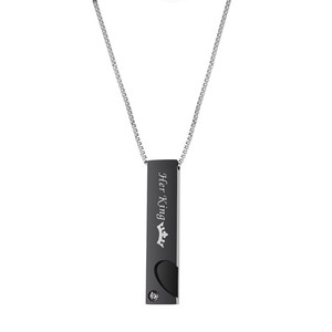 Grosir Pasangan Stainless Steel Perhiasan Ukiran Raja Ratu Pasangan Kalung dengan Kotak Rantai - Product Image 3