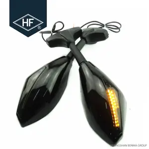 Motorbike side view Mirror Bike Mirror motocross Rearview Mirror With LED Light Turn Signal