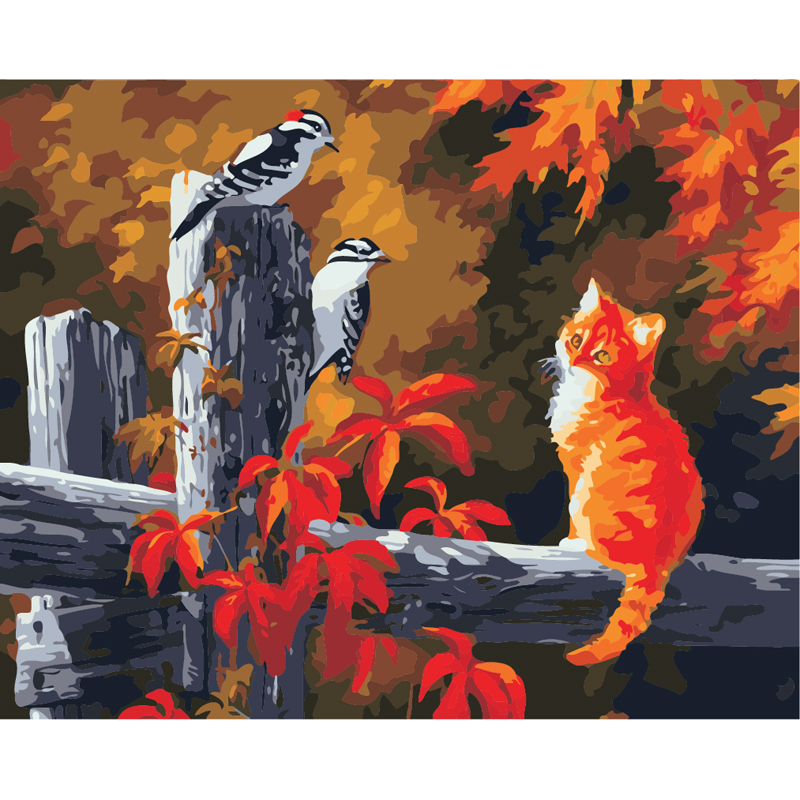 Картина кот на заборе