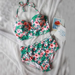 YOUME Sexy Floral Print Cao Eo Swimsuit 2017 Bikini Đẩy Lên Đồ Bơi Phụ Nữ Vintage Biquini Tắm Suit Hàng Xấp Thơ De Bain