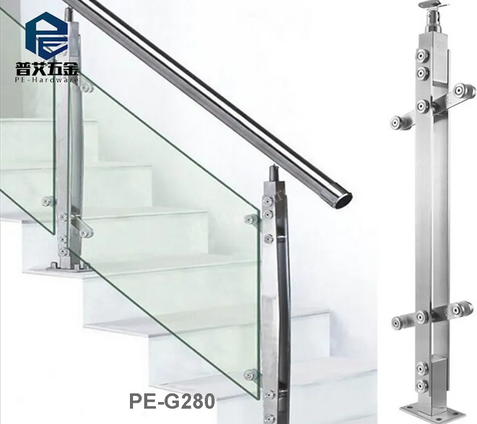 304 de vidrio de Acero inoxidable Barandillas escaleras barandilla de vidrio de diseño