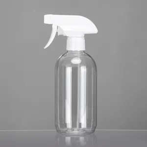 Flacone Spray disinfettante per acqua liquida ecologica, flacone trasparente rotondo PET Trigger pulizia flacone Spray in plastica da 500ml
