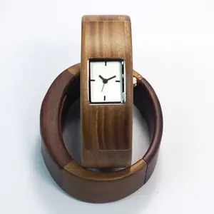 Oem fashion ladies bangle wooden watch for valentines romantic gift mans bracelet watches bulk manufacture