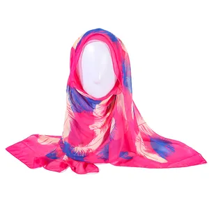 Printed 75D chiffon head scarf for ladies sun protection holiday hijab shawl Wholesale Advertising