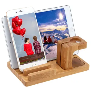 Kayu Stasiun Pengisian Pengisian Docking Station untuk Apple Menonton iphone dan ipad