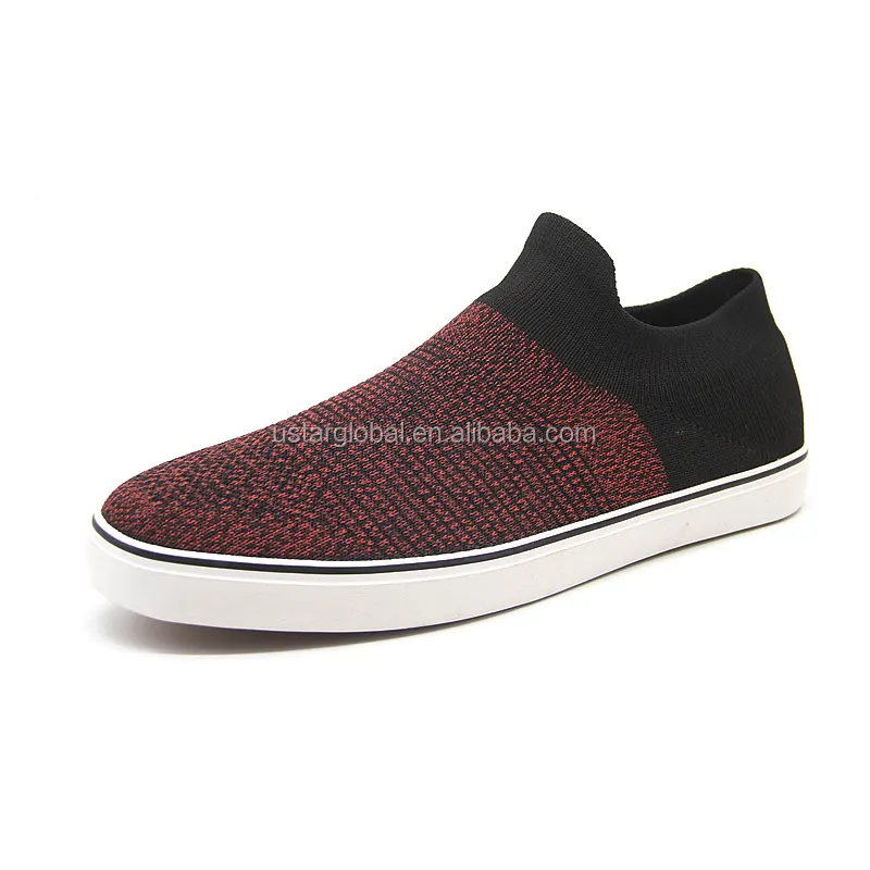 Knit vamp slip on flat elastic sock sneakers casual sport shoes for men walking