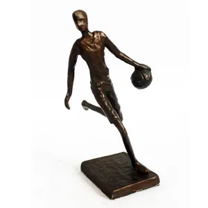 Metal Statue play basketball human Sculpture Solo Figurine For Decoration