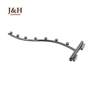 J & H Storefixture Logam Krom Air Terjun 7-Bead Ditekuk Gantung Display Hook untuk Tiang Tegak - Product Image 5