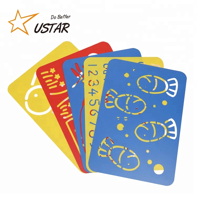 Дешевые цветные пластиковые трафареты для рисования животных, цветов, фруктов, для детей