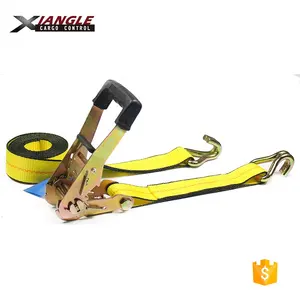 2" 25ft 27ft 30ft Ratchet Tie Down Strap Tensioner for cargo securing with double J hook