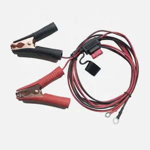 Automotive wire harness custom wire harness 16AWG Battery Clamp cable 12V 24V red black clips ring lug fuse assembly