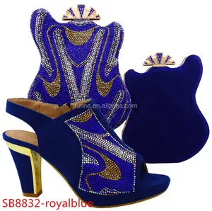 Высокое качество royalblue обувь на высоком каблуке и Сумки Комплект 2017 Женская сумка и обувь