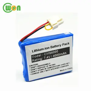 Cms6000 bateria recarregável de li-polímero, 7.4v 3800mah monitor de sinais vitais recarregável bateria de substituição para contec 855183p cms6000 hms6500