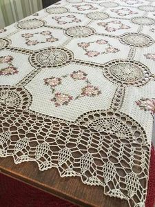 <span class=keywords><strong>Nappe</strong></span> en dentelle au crochet 100% coton avec broderie à la main - Product Image 4