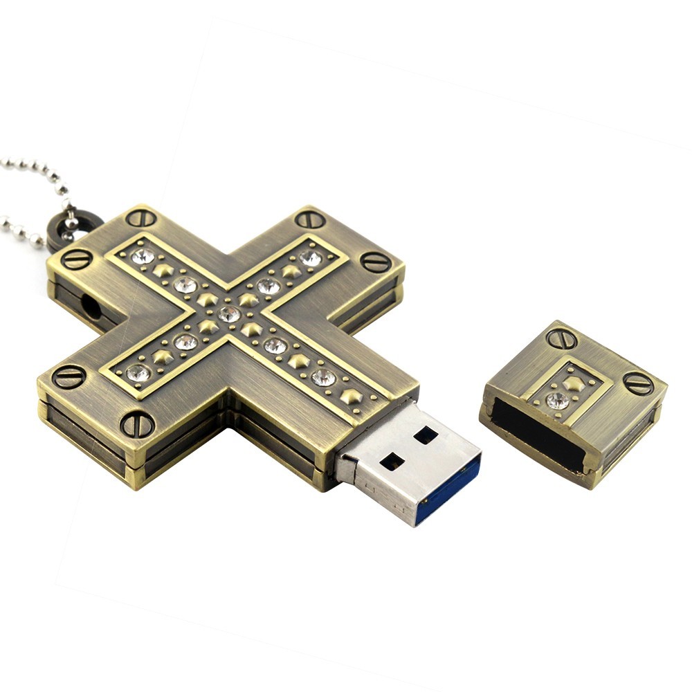 Flash Drive Necklace - Crucifix USB - Cross Pen Drive
