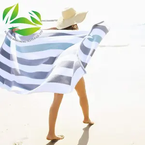 Высококачественное пляжное полотенце из 100% хлопка в полоску для бассейна с принтом на заказ