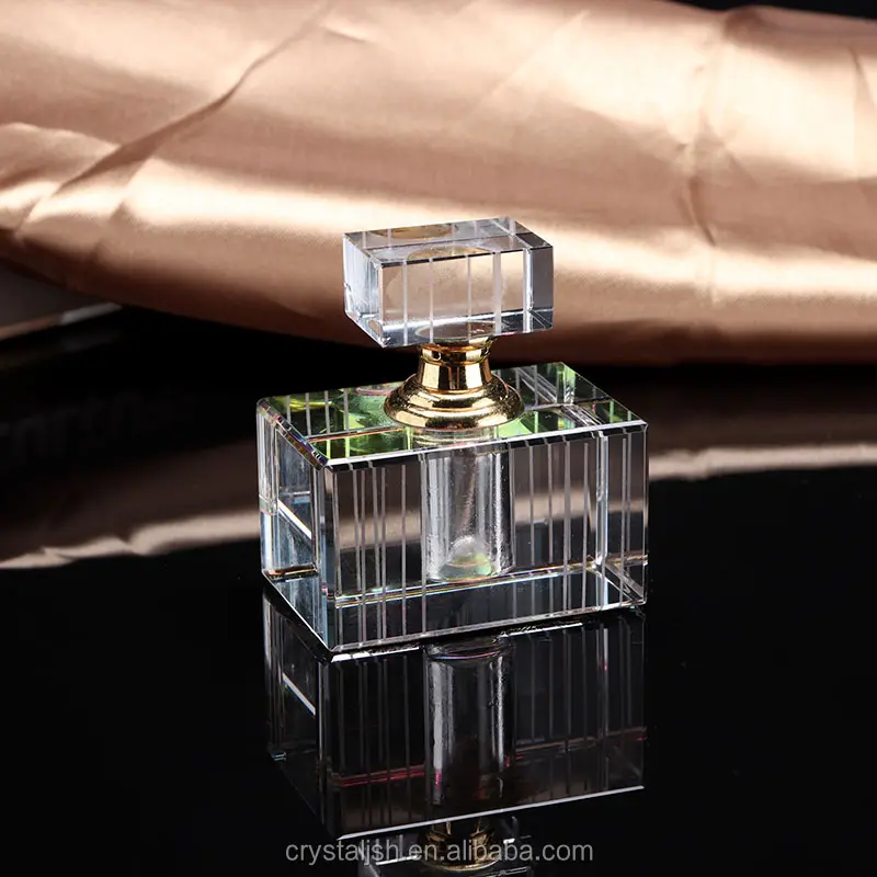 2023 Newest style fashion factory custom made Colored square Crystal glass perfume bottles for body