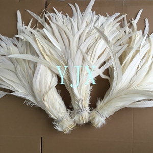 Plumes de poulet blanches longues blanchies en gros, plumes de queue de coq - Product Image 1