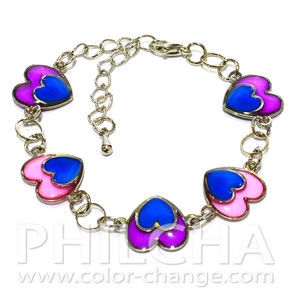 Pulsera de Metal con forma de corazón y cambio de Color, joyería bonita - Product Image 3