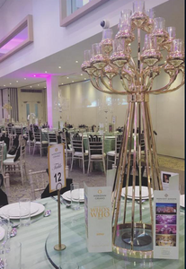 Saixin ZT-398 Unico Candelabro da <span class=keywords><strong>Tavolo</strong></span> a 16 Bracci in Metallo Argentato, Supporto in Acciaio con Cristalli Fatto a Mano per Decorazione Casa - Product Image 6