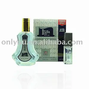 Arabisches Design Parfüm Geschenkset in Herren Parfüm (blau) Spray Transparent Männlich WOODY Eau De Toilette Kombiniertes Set 100ml 15ml