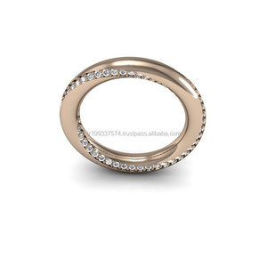Rose Gold P. 925K Sterling <b>Silver</b> <b>Wedding</b> <b>Band</b> Eternity Engagement 360 Ring - Product Image 2