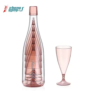 Wine cup set stackable clear custom ps plastic water and zhanggong eco-friendly cups & saucers
