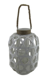 Portavelas <span class=keywords><strong>de</strong></span> Mimbre Tejido Blanco Rústico para Decoración del Hogar y Jardín - Product Image 4