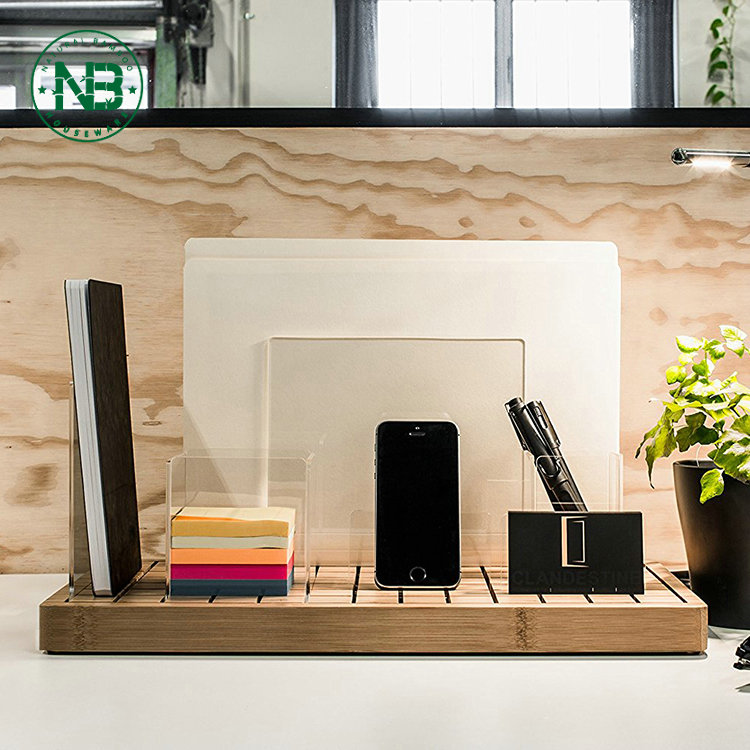 Настольный органайзер, многофункциональная бамбуковая доска с разделительными панелями 40x26x2 см, поддержка CN;FUJ NB5063 BSCI NB