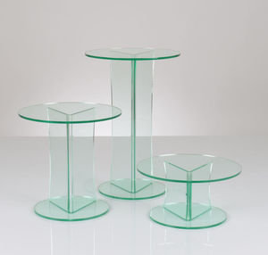 Set di 3 Alzate Rotonde <span class=keywords><strong>in</strong></span> Acrilico Trasparente Verde <span class=keywords><strong>Vetro</strong></span> per Torte, Buffet, Cibo e Dessert, Ideali per Matrimoni e Feste - Product Image 4