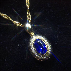 Vendita calda gioielli in pietra preziosa blu 18k oro sud Africa vero diamante 0.7ct naturale <span class=keywords><strong>zaffiro</strong></span> collana <span class=keywords><strong>ciondolo</strong></span> per le donne - Product Image 6