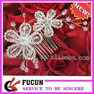 moda tono plata elegent flor de <span class=keywords><strong>novia</strong></span> de la boda de diamante peine del pelo clip - Product Image 1