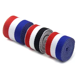 Wholesale Custom Material 15ミリメートル3色Striped Ribbon Red White Blue黒