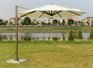2024 paraguas de <span class=keywords><strong>patio</strong></span> al aire libre de aluminio barato de alta calidad más popular con base de piedra de mármol de poliéster impermeable para uso en hoteles - Product Image 3