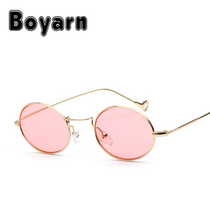 2018 la más nueva manera oval gafas de sol para mujer única metal lente multicolor marco verano estilo gafas al por mayor UV400 - Product Image 1