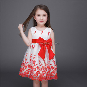 New style of the baby dress 2016 hot selling bow match sleeveless girl dress - Product Image 4