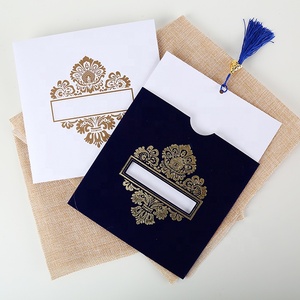 <span class=keywords><strong>Invito</strong></span> Matrimoniale in Velluto Blu con Nappa e Stampa in Lamina, Vendita Speciale - Product Image 1