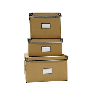 Custom Metal corner decorative foldable cardboard storage box with lid