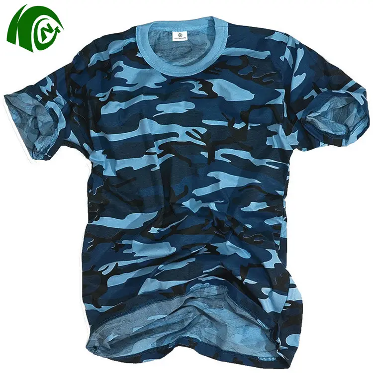 T-shirt de camouflage des bois en coton à col pour les hommes, motif militaire américain
