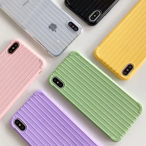 Baru Datang Lembut 3D Strip Koper Bagasi Ponsel Case PENUTUP UNTUK iPhone X XR X Max