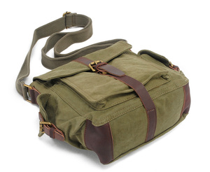 Bolso de hombro de cuero Retro a la moda para <span class=keywords><strong>hombre</strong></span>, bolso cruzado informal de cien lona, decoración de cinturón, bolso de mensajero - Product Image 4