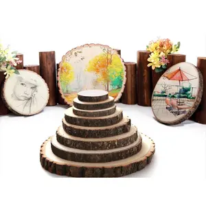 Diy Craft Wood Slices Circles With Tree Bark Log Discs Unfinished Natural Wood Slices