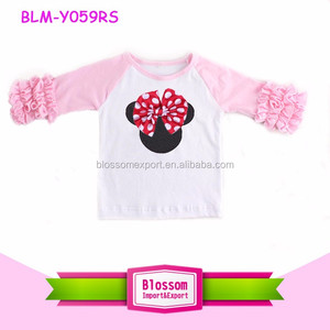 Commercio all'ingrosso Bambini Boutique di <span class=keywords><strong>Abbigliamento</strong></span> Delle Ragazze Mini Mouse Glassa Raglan Camicia di San Valentino Raglan Dell'increspatura Vestiti Del Capretto - Product Image 3