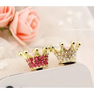 Bán Buôn Rhinestone Bụi Cắm Sang Trọng Vương Miện Tai Nghe Bụi Cắm Cho Iphone