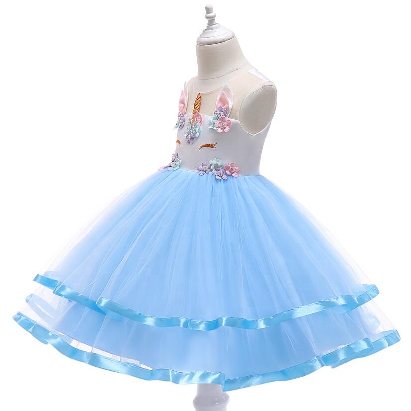 New Style Unicorn Princess Dresses For Girls Halloween Birthday Party Costumes Unicorn Flower Tutu Skirt