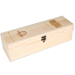 Caja de almacenamiento de madera para botellas de <span class=keywords><strong>vino</strong></span>, caja de regalo con bisagras y cierre de madera de pino, Etiqueta Privada - Product Image 1